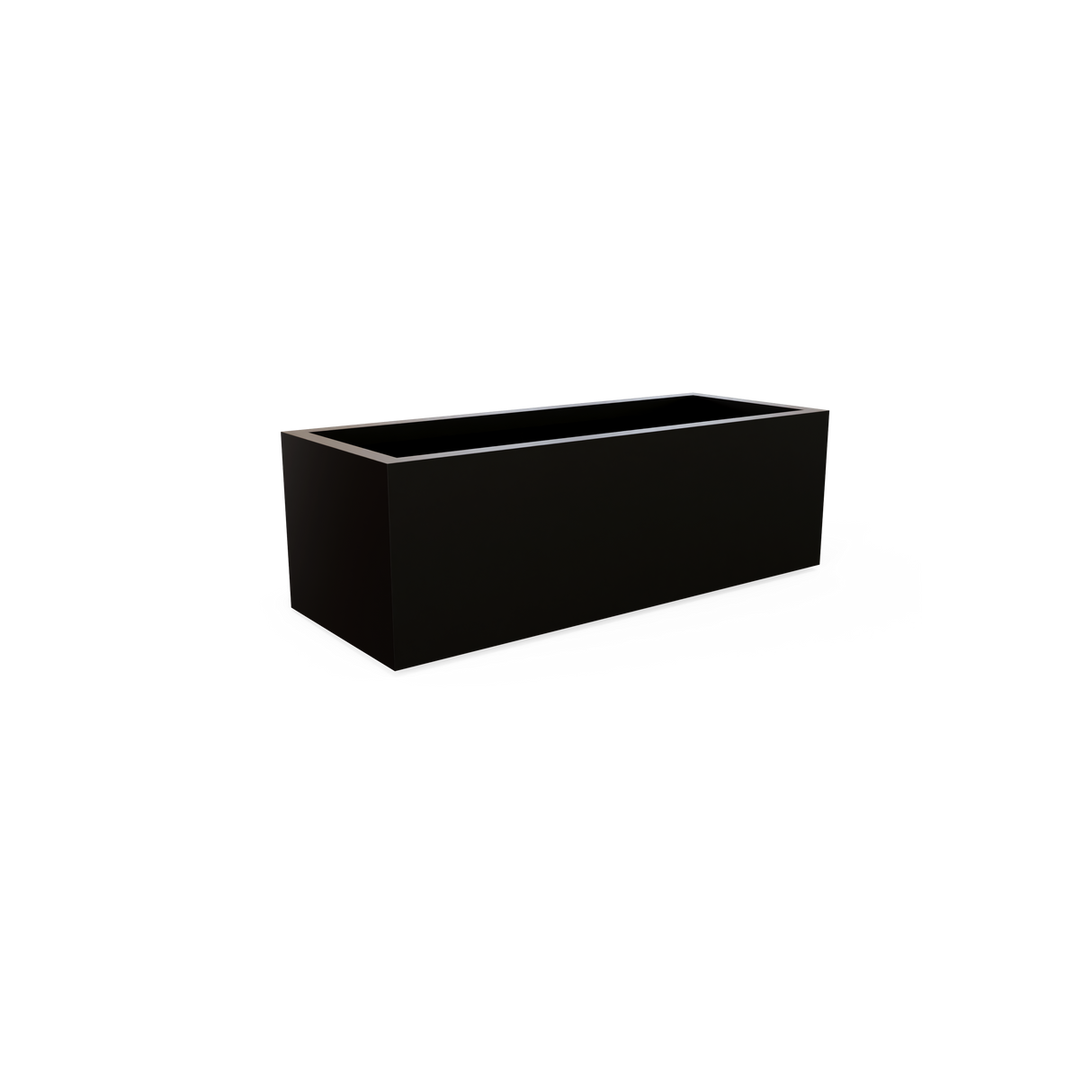 Cuba low rectangular fiberglass planter in Matte Black