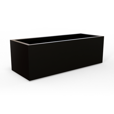 Cuba low rectangular fiberglass planter in Matte Black, studio render
