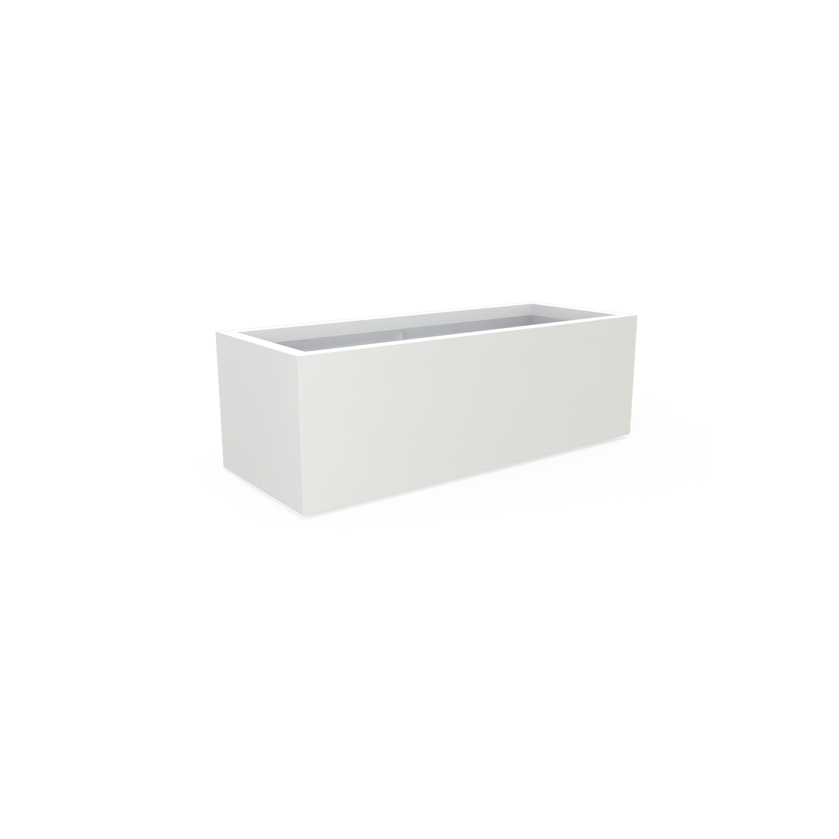 Cuba low rectangular fiberglass planter in Matte Bright White