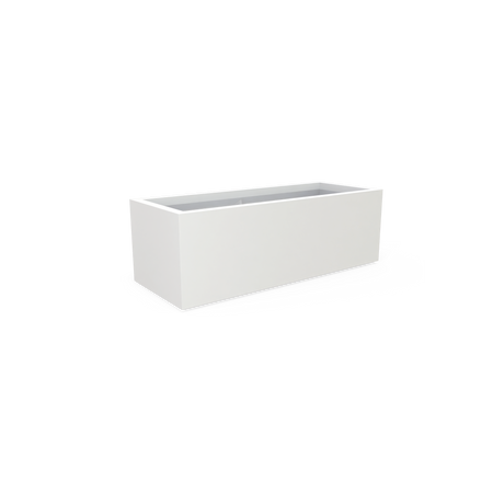 Cuba low rectangular fiberglass planter in Matte Bright White