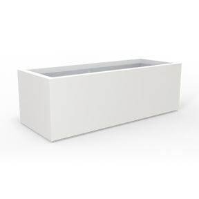 Cuba low rectangular fiberglass planter in Matte Bright White, studio render