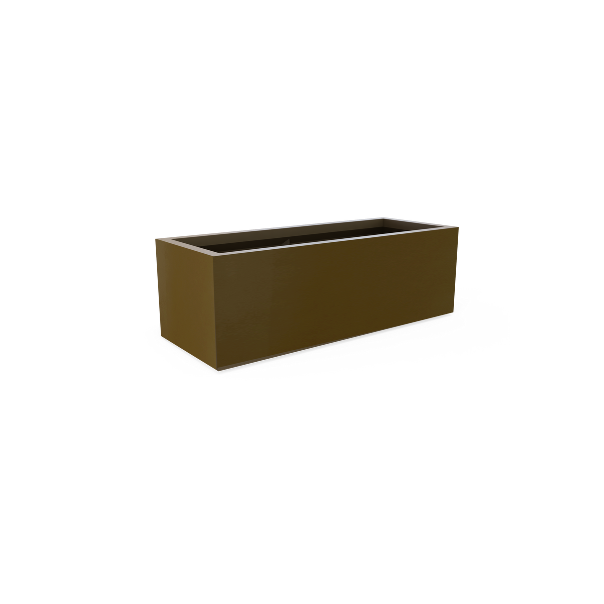 Cuba low rectangular fiberglass planter in Matte Bronze