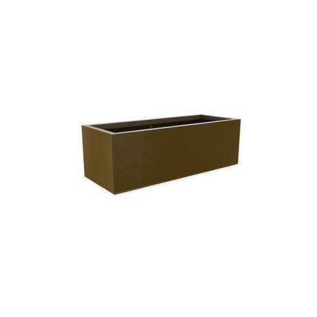 Cuba low rectangular fiberglass planter in Matte Bronze
