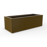 Cuba low rectangular fiberglass planter in Matte Bronze, studio render