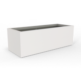 Cuba low rectangular fiberglass planter in Matte Cement Grey, studio render