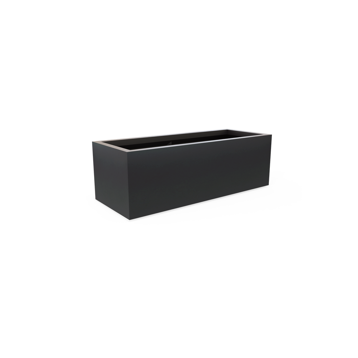 Cuba low rectangular fiberglass planter in Matte Charcoal