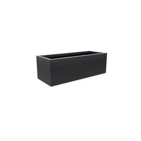 Cuba low rectangular fiberglass planter in Matte Charcoal