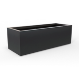 Cuba low rectangular fiberglass planter in Matte Charcoal, studio render