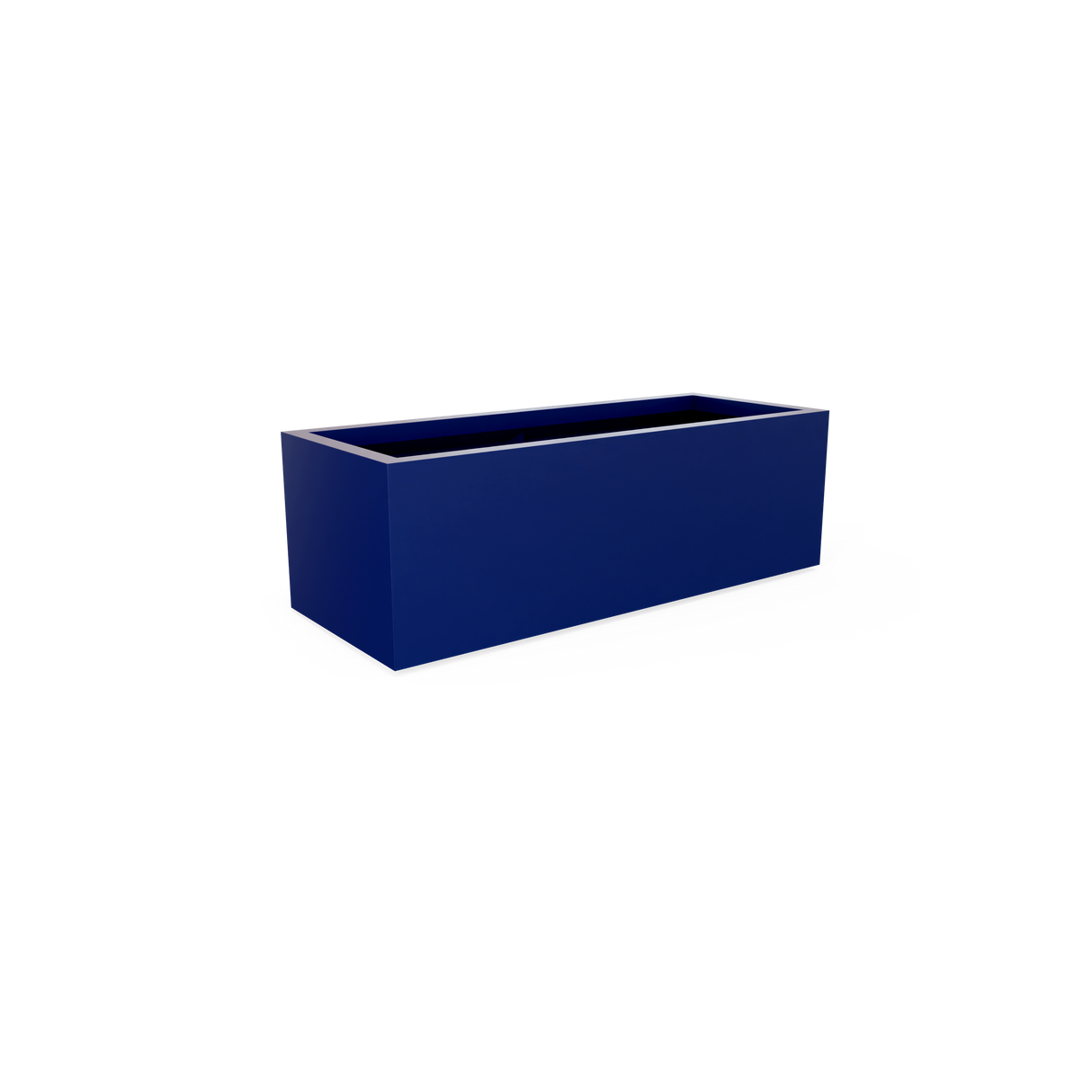 Cuba low rectangular fiberglass planter in Matte Cobalt Blue