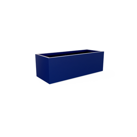 Cuba low rectangular fiberglass planter in Matte Cobalt Blue