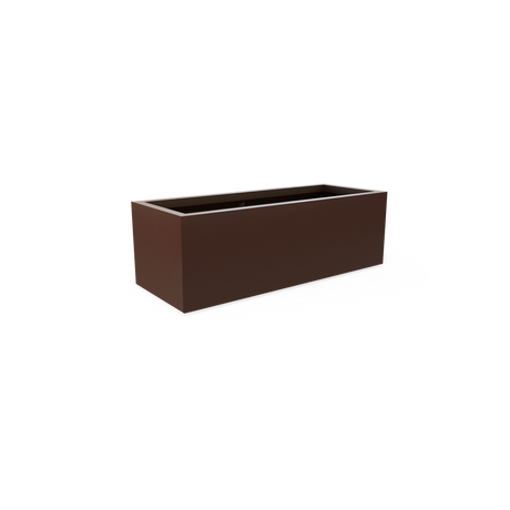 Cuba low rectangular fiberglass planter in Matte Dark Brown