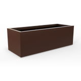 Cuba low rectangular fiberglass planter in Matte Dark Brown, studio render
