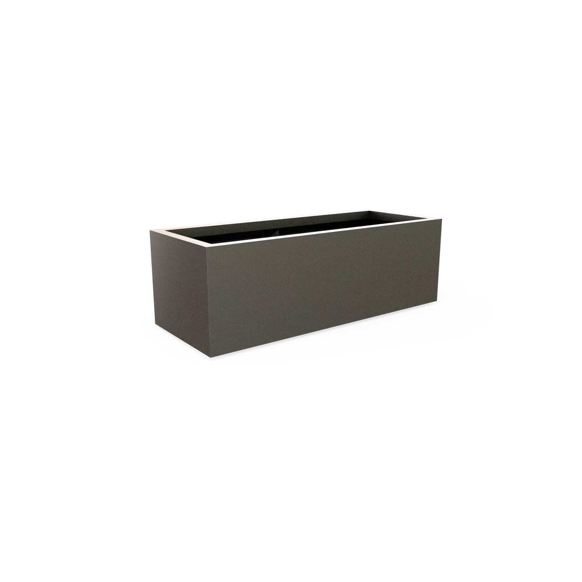 Cuba low rectangular fiberglass planter in Matte Gunmetal