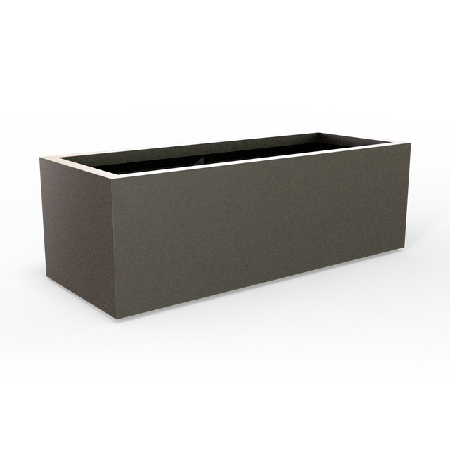 Cuba low rectangular fiberglass planter in Matte Gunmetal, studio render