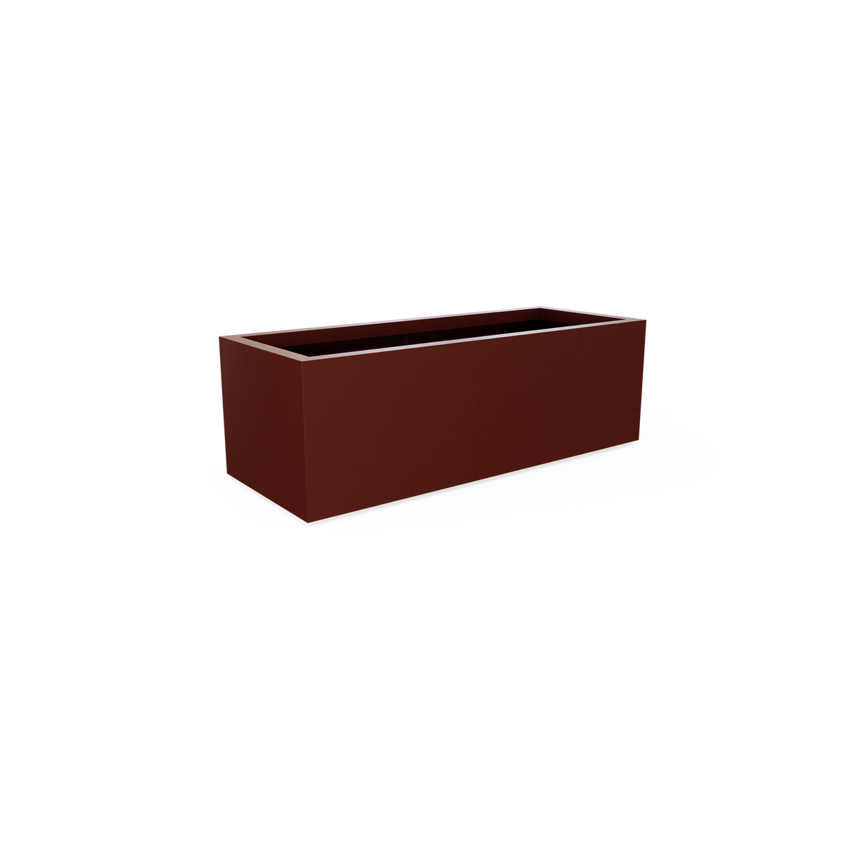 Cuba low rectangular fiberglass planter in Matte Terra Cotta