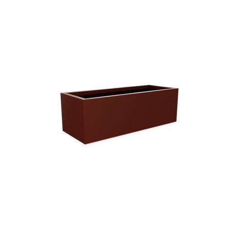 Cuba low rectangular fiberglass planter in Matte Terra Cotta