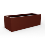 Cuba low rectangular fiberglass planter in Matte Terra Cotta, studio render