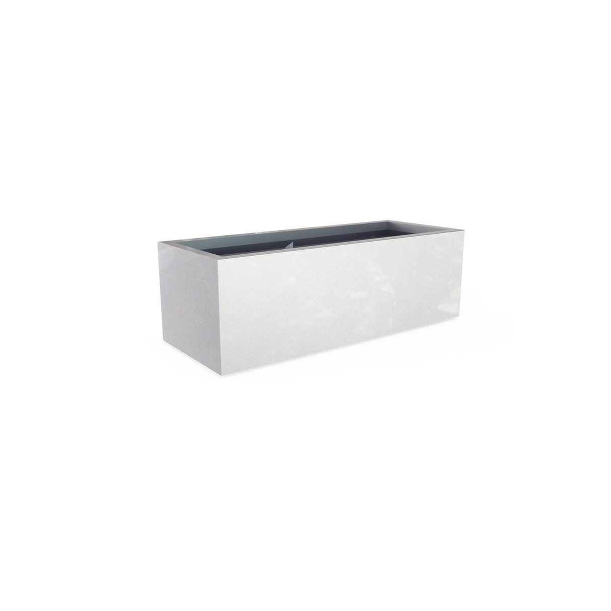 Cuba low rectangular fiberglass planter in Metallic Silver
