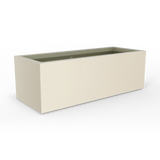 Cuba low rectangular fiberglass planter in Satin Beige, studio render