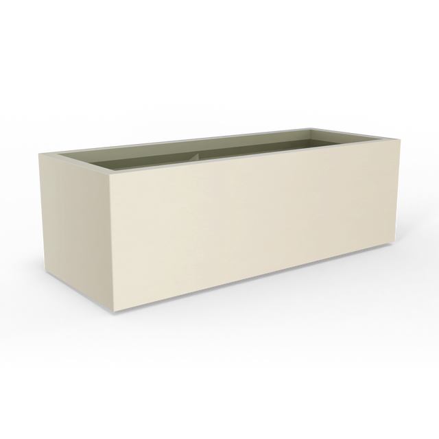 Cuba low rectangular fiberglass planter in Satin Beige, studio render