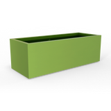 Cuba low rectangular fiberglass planter in Satin Green, studio render