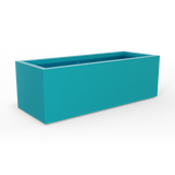 Cuba low rectangular fiberglass planter in Satin Seafoam Green, studio render