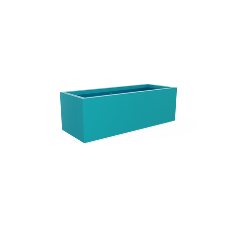 Cuba low rectangular fiberglass planter in Satin Seafoam Green