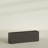 Tolga Rectangular Planter in Matte Dark Brown, 72"L × 16"D × 24"H, shown empty