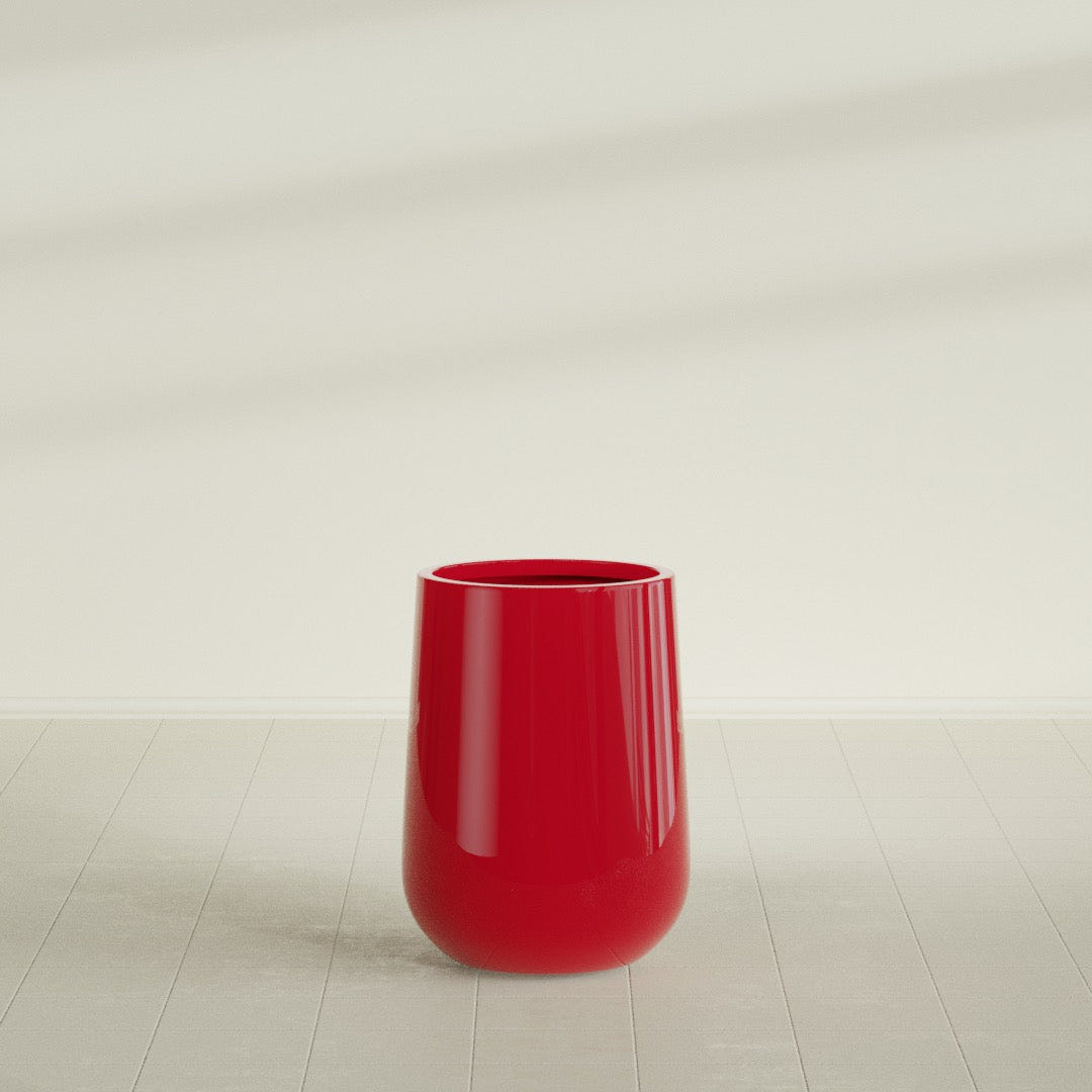 Hayden Urn Planter in Gloss Red, 15"D × 23"H, shown empty
