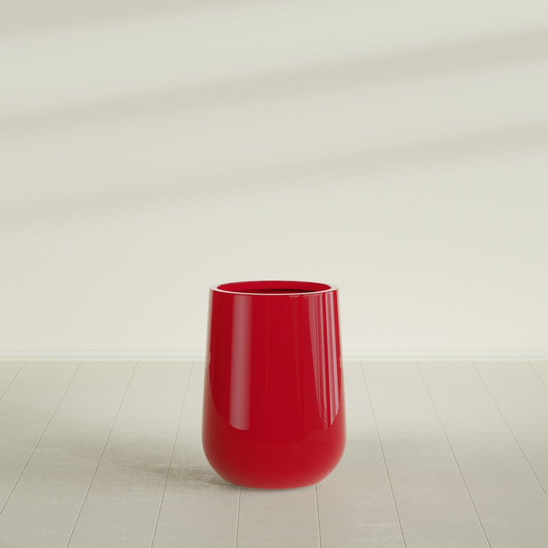 Hayden Urn Planter in Gloss Red, 15"Diam × 23"H, shown empty