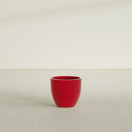 Wannsee Round Planter in Gloss Red, 22"D × 19"H, shown empty