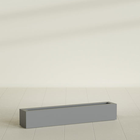 Salon Box Planter in Matte Gunmetal, 48" Long, shown empty
