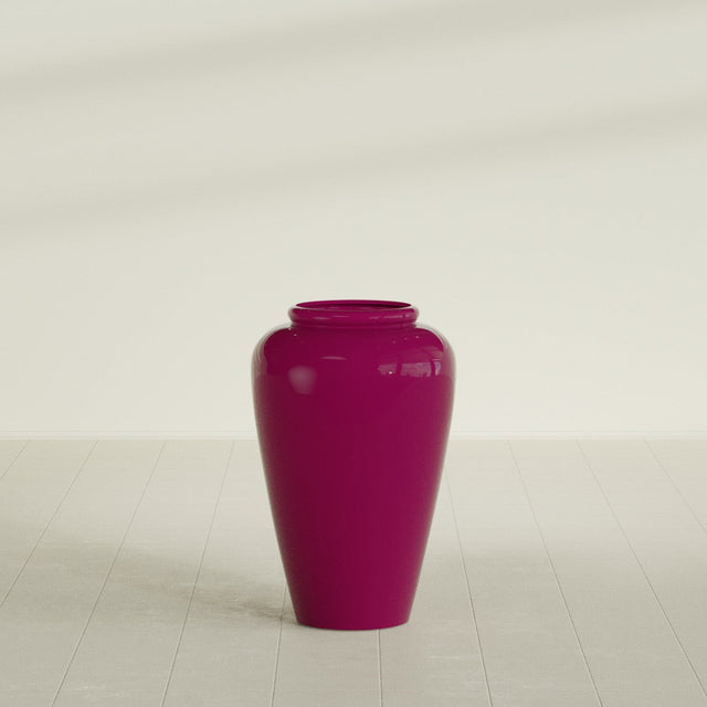 Barà Jar Planter in Gloss Eggplant, 20"D × 31"H, shown empty