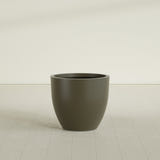 Wannsee Round Planter in Matte Bronze, 33"D × 29"H, shown empty