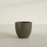 Wannsee Round Planter in Matte Bronze, 33"D × 29"H, shown empty