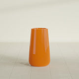 Saigon Tapered Round Planter in Gloss Tangerine, 14"D × 30"H, shown empty
