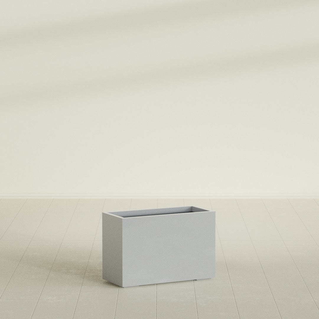 Tolga Rectangular Planter in Metallic Silver, 36"L × 16"D × 24"H, shown empty