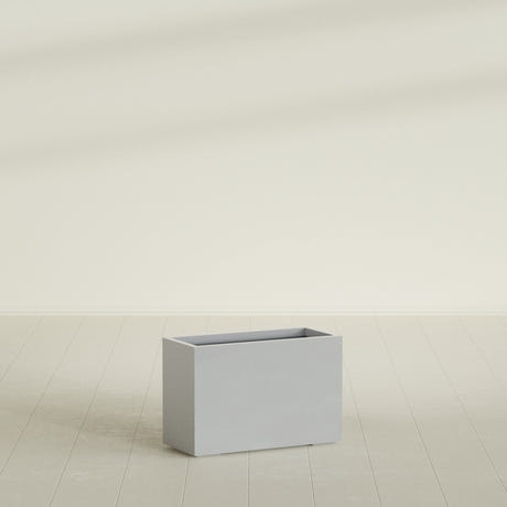 Tolga Rectangular Planter in Metallic Silver, 36"L × 16"D × 24"H, shown empty