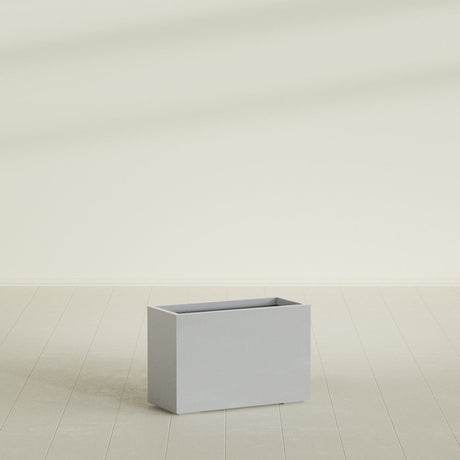 Tolga Rectangular Planter in Metallic Silver, 36"L × 16"D × 24"H, shown empty