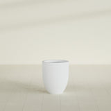 Valencia Tapered Round Planter in Gloss Bright White, 15"D × 18"H, shown empty