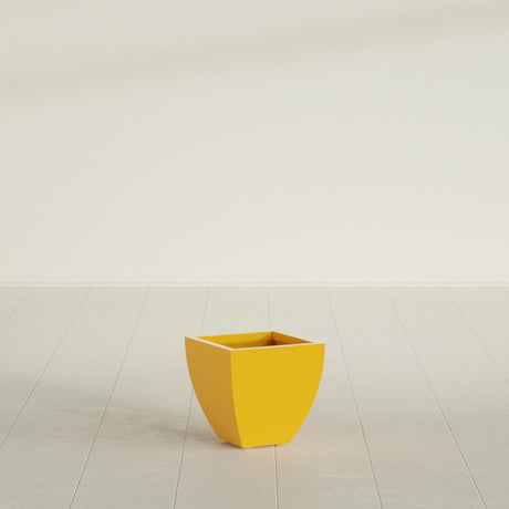 Lima Tapered Square Planter in Gloss Saffron, 12", shown empty