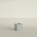 Montroy Cube Planter in Metallic Silver, 12", shown empty