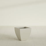 Lima Tapered Square Planter in Satin Beige, 16", shown empty