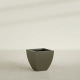 Lima Tapered Square Planter in Matte Bronze, 20", shown empty