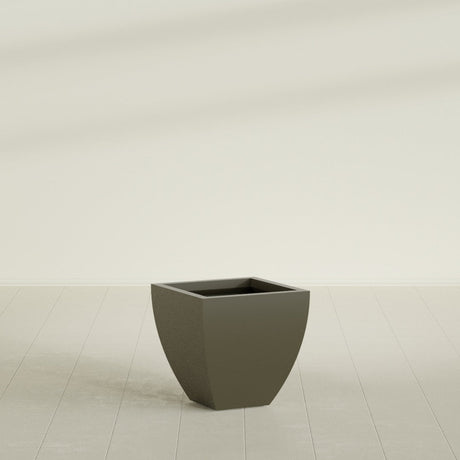 Lima Tapered Square Planter in Matte Bronze, 20", shown empty