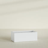 Torino Wide Rectangular Planter in Gloss Bright White, 48"L × 24"D × 18"H, shown empty