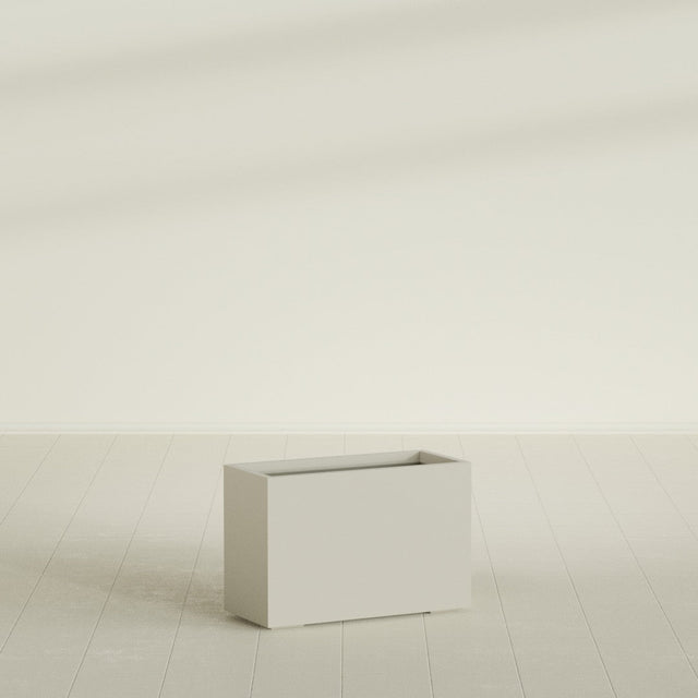 Tolga Rectangular Planter in Satin Beige, 36"L × 16"D × 24"H, shown empty