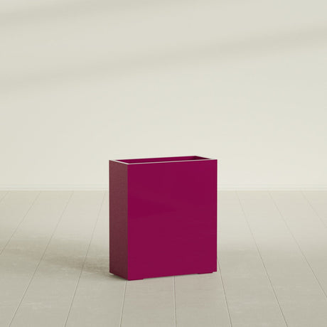 Perth Rectangular Planter in Gloss Eggplant, 36"L × 16"D × 42"H, shown empty