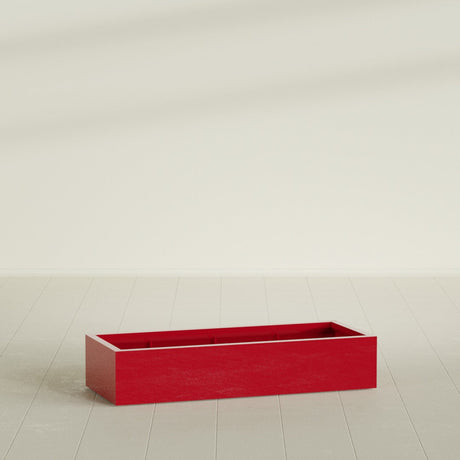 Antwerp Rectangular Planter in Gloss Red, 60"L × 24"D × 12"H, shown empty