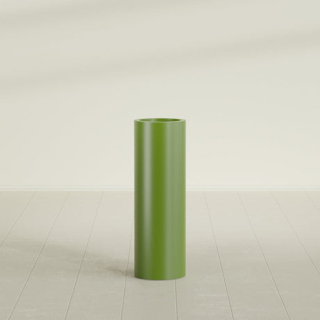 Corry Cylinder Planter in Satin Green, 10"D × 30"H, shown empty